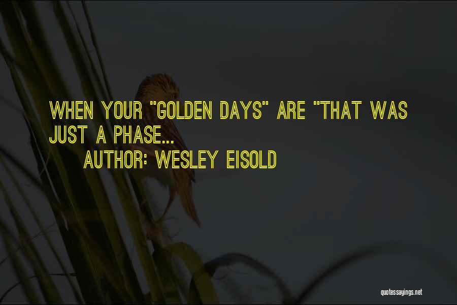 Wesley Eisold Quotes: When Your Golden Days Are That Was Just A Phase...