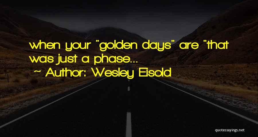 Wesley Eisold Quotes: When Your Golden Days Are That Was Just A Phase...