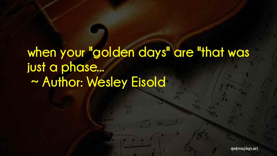 Wesley Eisold Quotes: When Your Golden Days Are That Was Just A Phase...