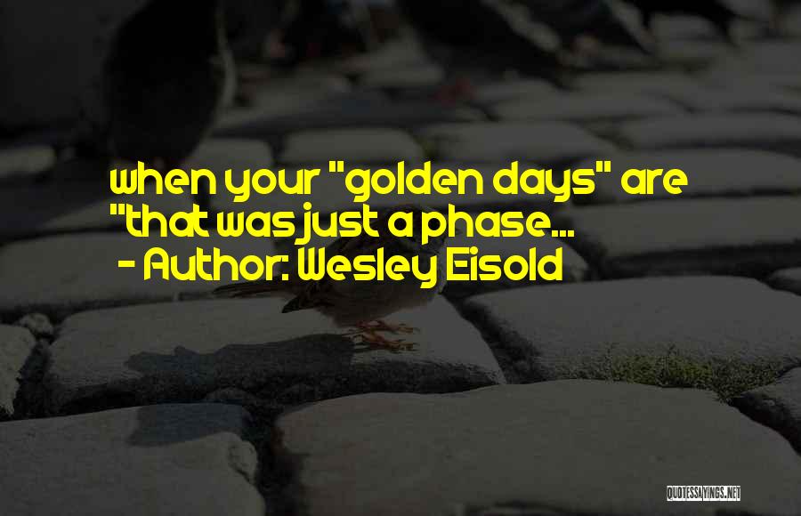 Wesley Eisold Quotes: When Your Golden Days Are That Was Just A Phase...