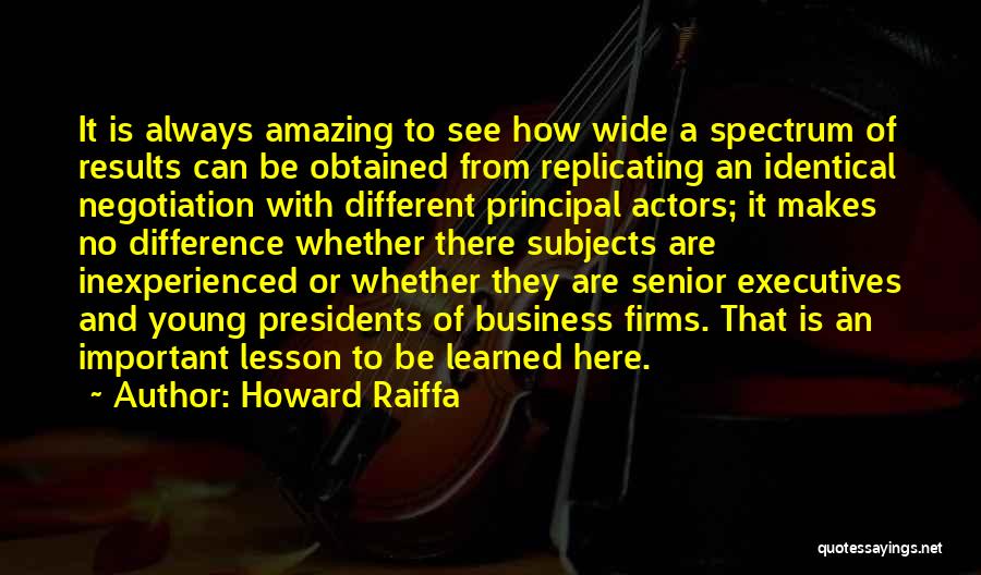 Howard Raiffa Quotes: It Is Always Amazing To See How Wide A Spectrum Of Results Can Be Obtained From Replicating An Identical Negotiation