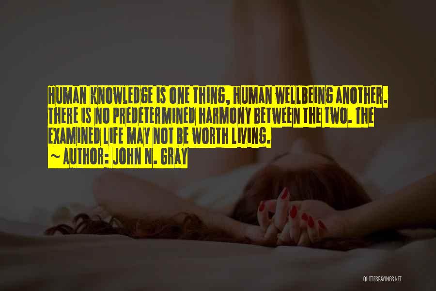 John N. Gray Quotes: Human Knowledge Is One Thing, Human Wellbeing Another. There Is No Predetermined Harmony Between The Two. The Examined Life May