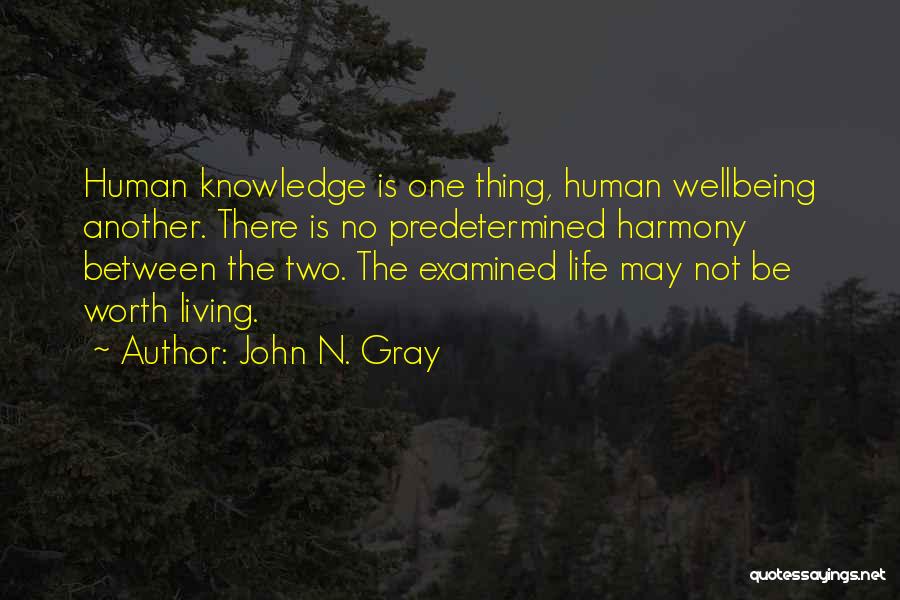 John N. Gray Quotes: Human Knowledge Is One Thing, Human Wellbeing Another. There Is No Predetermined Harmony Between The Two. The Examined Life May