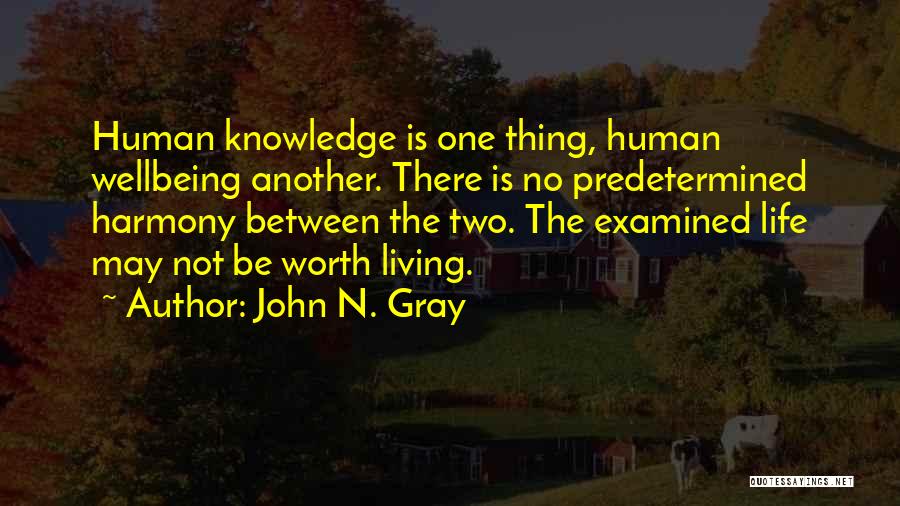 John N. Gray Quotes: Human Knowledge Is One Thing, Human Wellbeing Another. There Is No Predetermined Harmony Between The Two. The Examined Life May