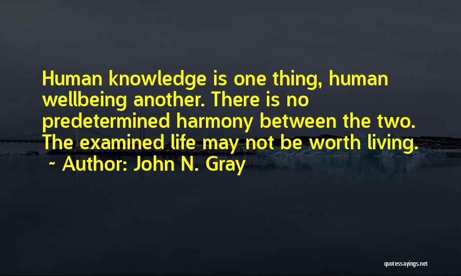 John N. Gray Quotes: Human Knowledge Is One Thing, Human Wellbeing Another. There Is No Predetermined Harmony Between The Two. The Examined Life May