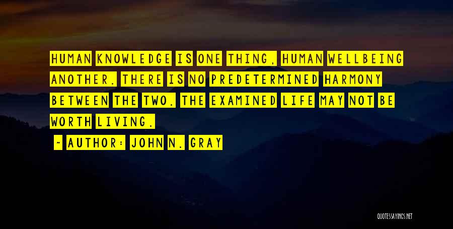 John N. Gray Quotes: Human Knowledge Is One Thing, Human Wellbeing Another. There Is No Predetermined Harmony Between The Two. The Examined Life May