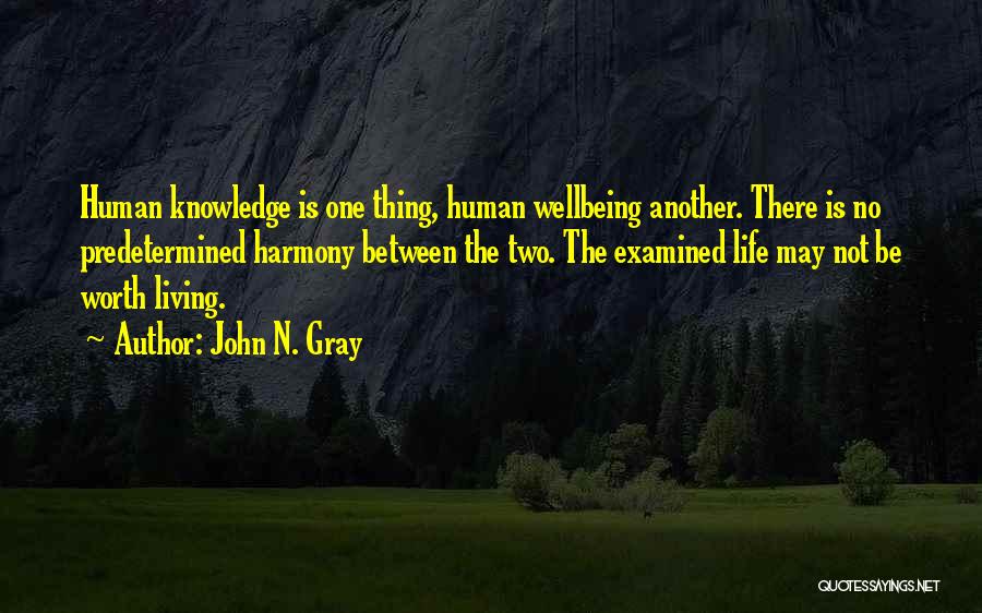 John N. Gray Quotes: Human Knowledge Is One Thing, Human Wellbeing Another. There Is No Predetermined Harmony Between The Two. The Examined Life May