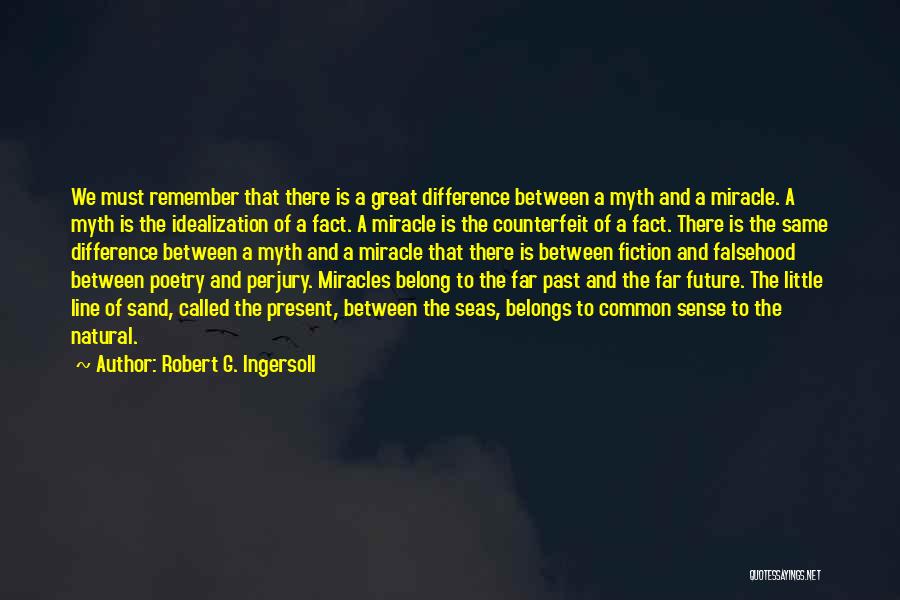 Robert G. Ingersoll Quotes: We Must Remember That There Is A Great Difference Between A Myth And A Miracle. A Myth Is The Idealization