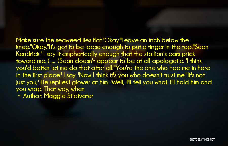 Maggie Stiefvater Quotes: Make Sure The Seaweed Lies Flat.''okay.''leave An Inch Below The Knee.''okay.''it's Got To Be Loose Enough To Put A Finger