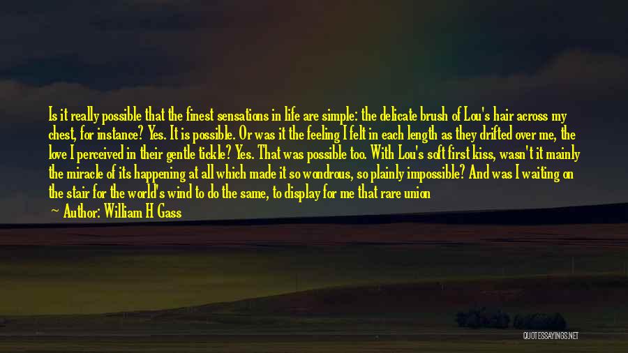 William H Gass Quotes: Is It Really Possible That The Finest Sensations In Life Are Simple: The Delicate Brush Of Lou's Hair Across My