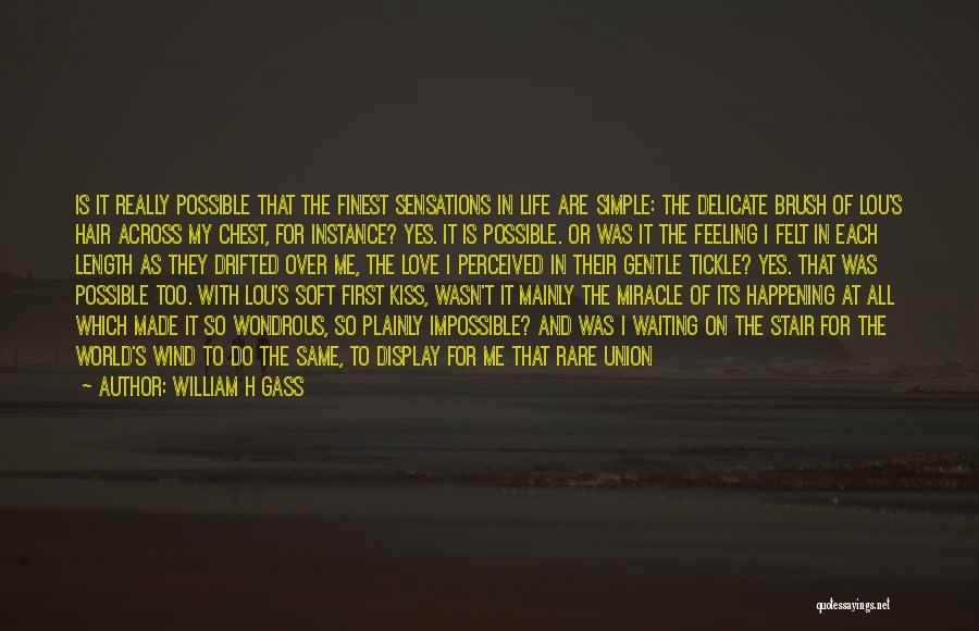 William H Gass Quotes: Is It Really Possible That The Finest Sensations In Life Are Simple: The Delicate Brush Of Lou's Hair Across My