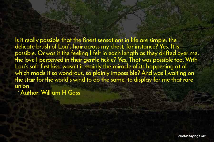 William H Gass Quotes: Is It Really Possible That The Finest Sensations In Life Are Simple: The Delicate Brush Of Lou's Hair Across My