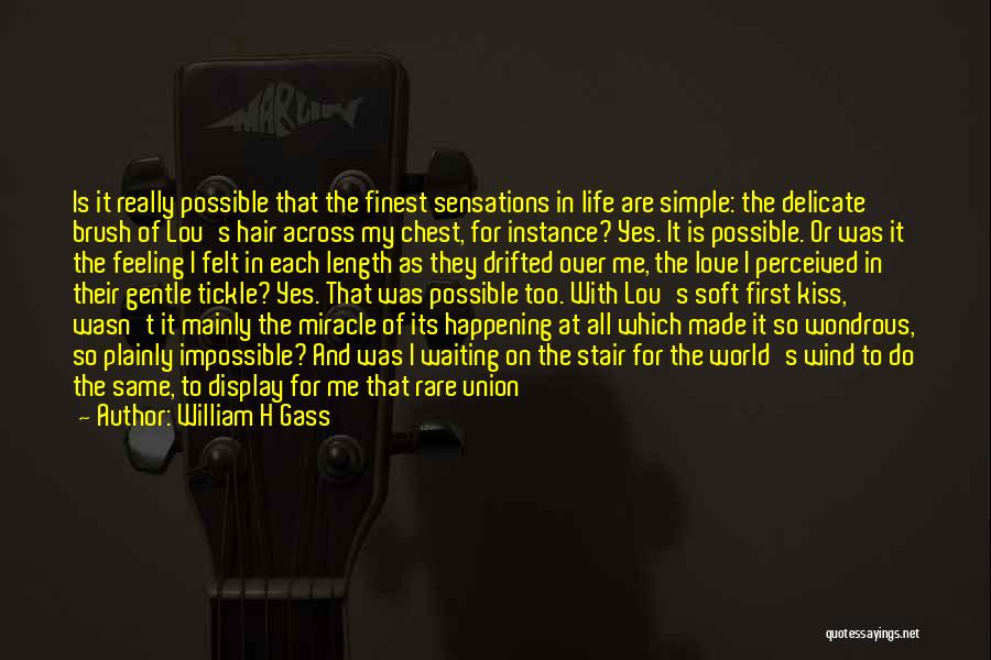 William H Gass Quotes: Is It Really Possible That The Finest Sensations In Life Are Simple: The Delicate Brush Of Lou's Hair Across My