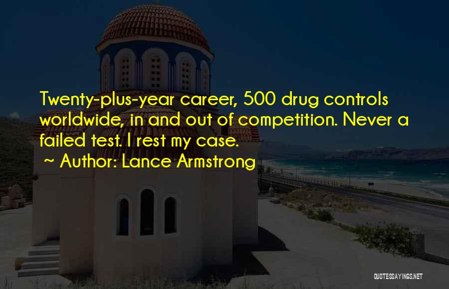 Lance Armstrong Quotes: Twenty-plus-year Career, 500 Drug Controls Worldwide, In And Out Of Competition. Never A Failed Test. I Rest My Case.