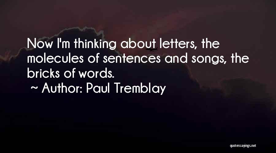 Paul Tremblay Quotes: Now I'm Thinking About Letters, The Molecules Of Sentences And Songs, The Bricks Of Words.