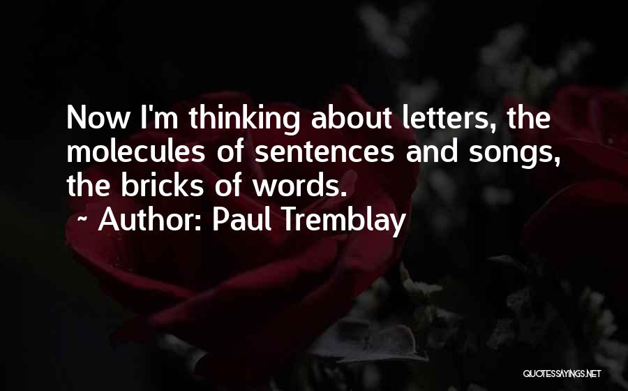 Paul Tremblay Quotes: Now I'm Thinking About Letters, The Molecules Of Sentences And Songs, The Bricks Of Words.