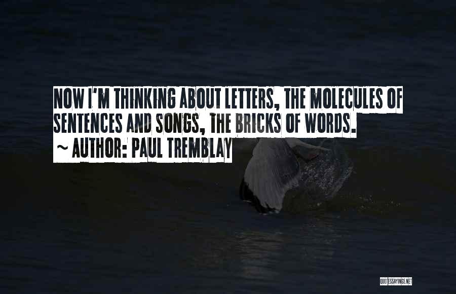 Paul Tremblay Quotes: Now I'm Thinking About Letters, The Molecules Of Sentences And Songs, The Bricks Of Words.