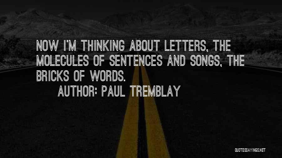 Paul Tremblay Quotes: Now I'm Thinking About Letters, The Molecules Of Sentences And Songs, The Bricks Of Words.