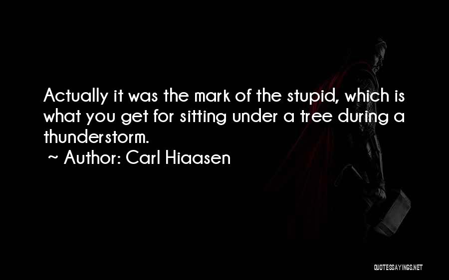 Carl Hiaasen Quotes: Actually It Was The Mark Of The Stupid, Which Is What You Get For Sitting Under A Tree During A