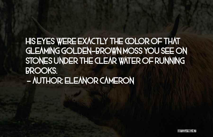 Eleanor Cameron Quotes: His Eyes Were Exactly The Color Of That Gleaming Golden-brown Moss You See On Stones Under The Clear Water Of