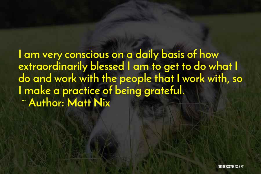 Matt Nix Quotes: I Am Very Conscious On A Daily Basis Of How Extraordinarily Blessed I Am To Get To Do What I