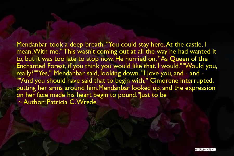 Patricia C. Wrede Quotes: Mendanbar Took A Deep Breath. You Could Stay Here. At The Castle, I Mean. With Me. This Wasn't Coming Out