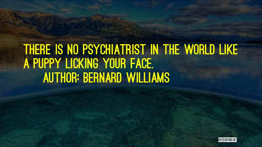 Bernard Williams Quotes: There Is No Psychiatrist In The World Like A Puppy Licking Your Face.