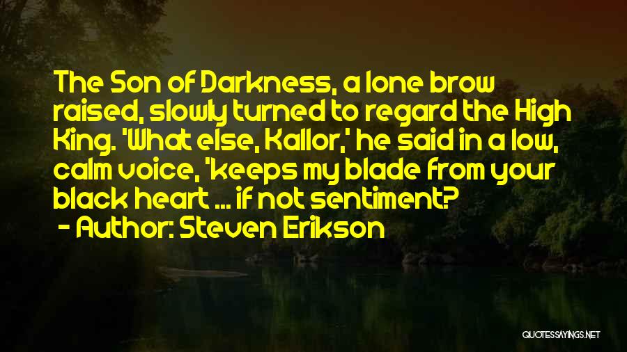 Steven Erikson Quotes: The Son Of Darkness, A Lone Brow Raised, Slowly Turned To Regard The High King. 'what Else, Kallor,' He Said