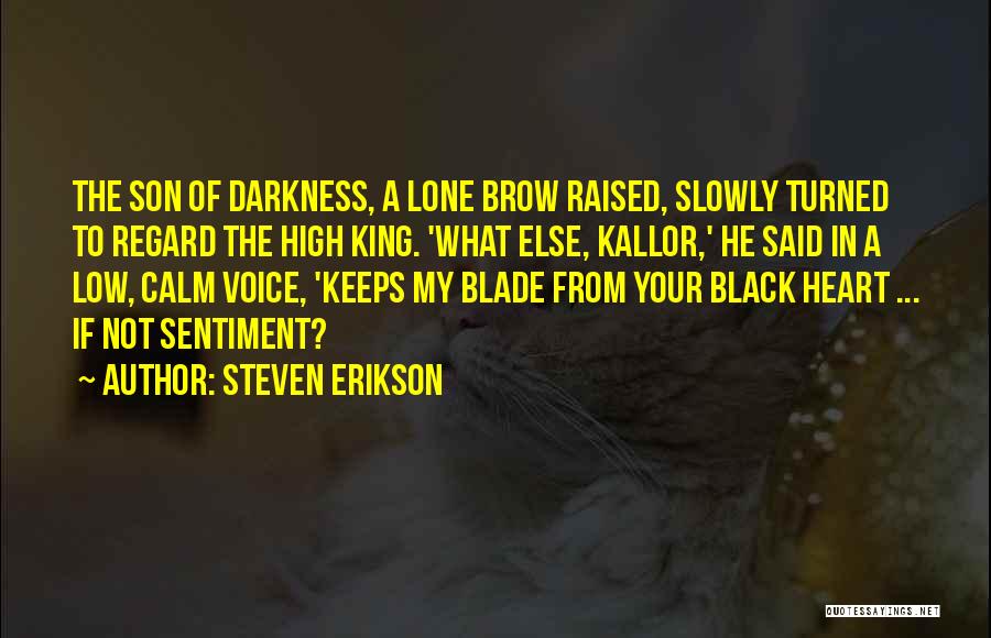 Steven Erikson Quotes: The Son Of Darkness, A Lone Brow Raised, Slowly Turned To Regard The High King. 'what Else, Kallor,' He Said