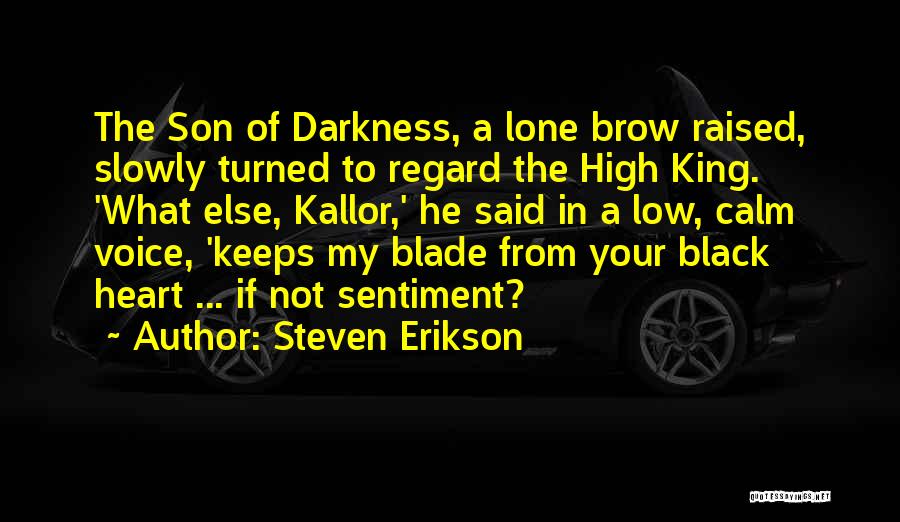 Steven Erikson Quotes: The Son Of Darkness, A Lone Brow Raised, Slowly Turned To Regard The High King. 'what Else, Kallor,' He Said