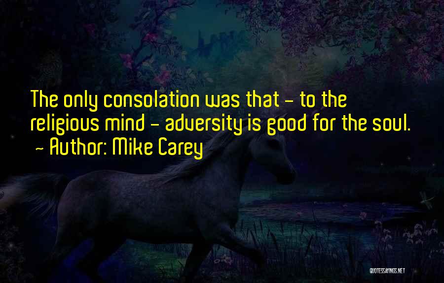 Mike Carey Quotes: The Only Consolation Was That - To The Religious Mind - Adversity Is Good For The Soul.