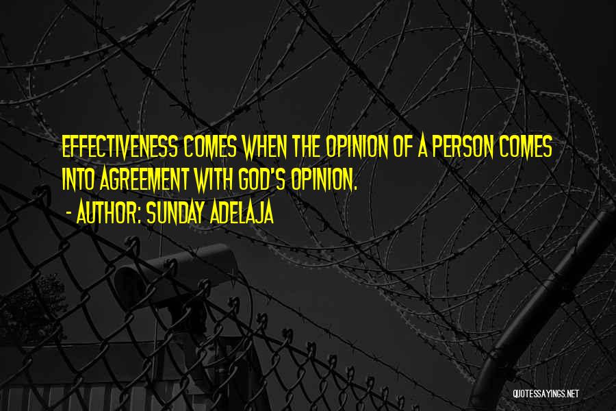 Sunday Adelaja Quotes: Effectiveness Comes When The Opinion Of A Person Comes Into Agreement With God's Opinion.