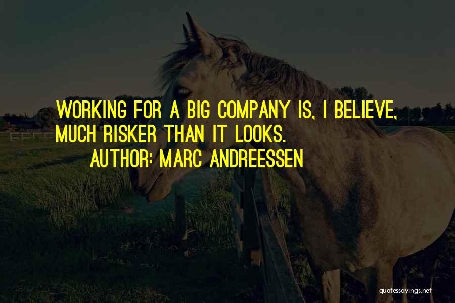 Marc Andreessen Quotes: Working For A Big Company Is, I Believe, Much Risker Than It Looks.