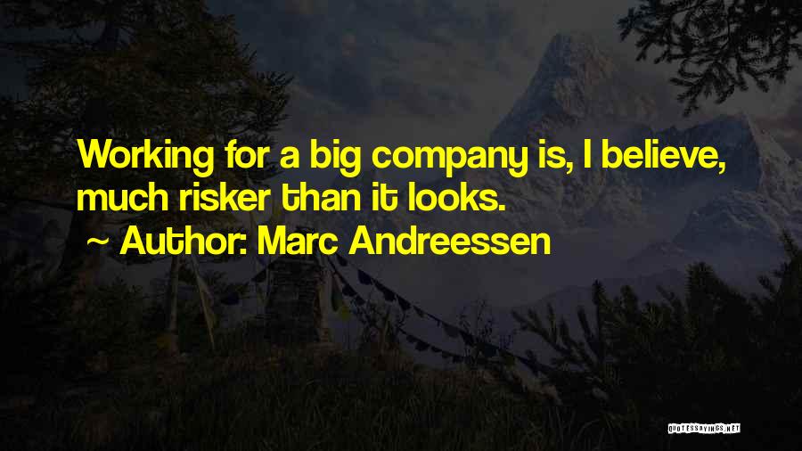 Marc Andreessen Quotes: Working For A Big Company Is, I Believe, Much Risker Than It Looks.