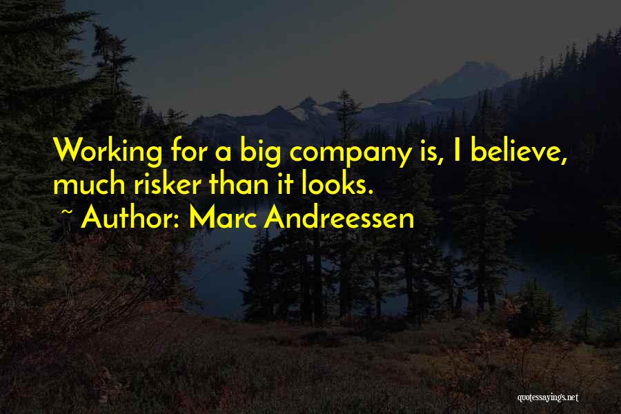 Marc Andreessen Quotes: Working For A Big Company Is, I Believe, Much Risker Than It Looks.