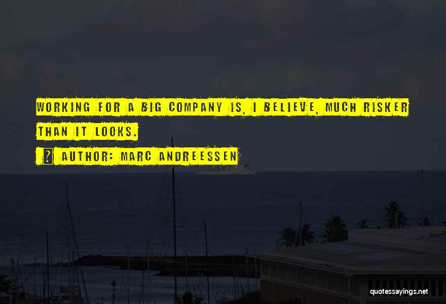 Marc Andreessen Quotes: Working For A Big Company Is, I Believe, Much Risker Than It Looks.