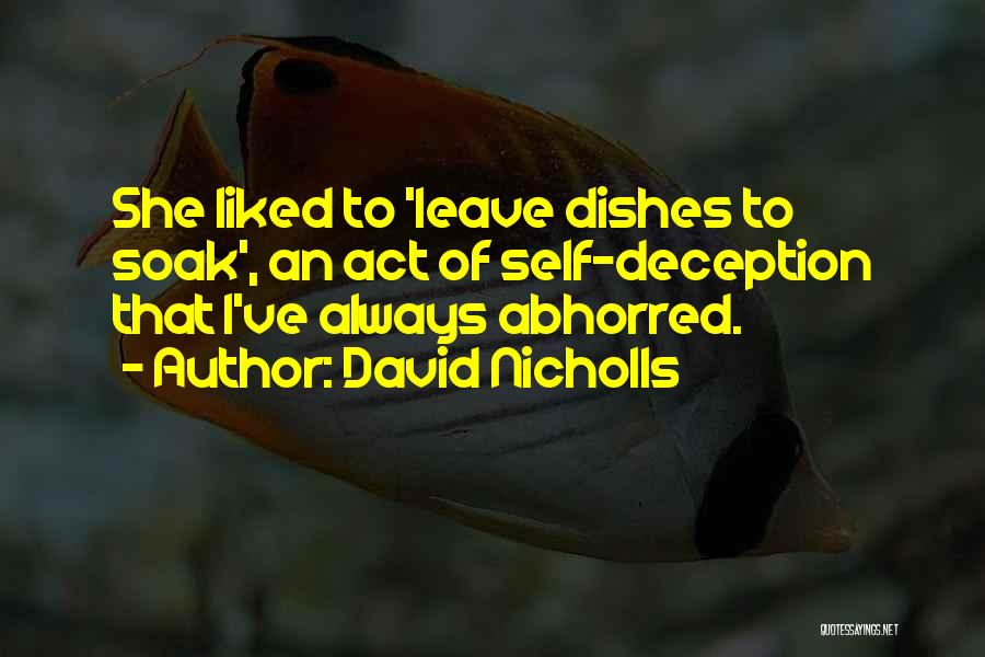 David Nicholls Quotes: She Liked To 'leave Dishes To Soak', An Act Of Self-deception That I've Always Abhorred.