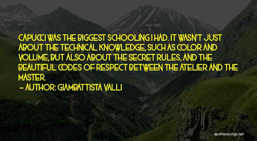 Giambattista Valli Quotes: Capucci Was The Biggest Schooling I Had. It Wasn't Just About The Technical Knowledge, Such As Color And Volume, But