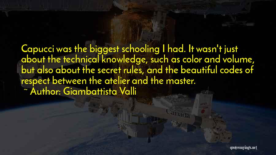 Giambattista Valli Quotes: Capucci Was The Biggest Schooling I Had. It Wasn't Just About The Technical Knowledge, Such As Color And Volume, But