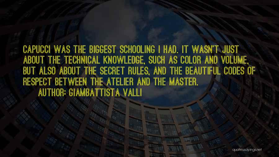 Giambattista Valli Quotes: Capucci Was The Biggest Schooling I Had. It Wasn't Just About The Technical Knowledge, Such As Color And Volume, But