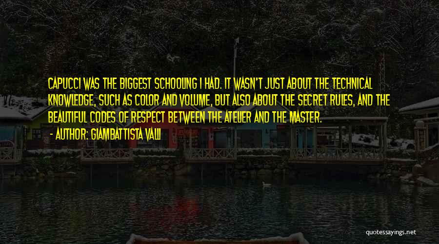 Giambattista Valli Quotes: Capucci Was The Biggest Schooling I Had. It Wasn't Just About The Technical Knowledge, Such As Color And Volume, But