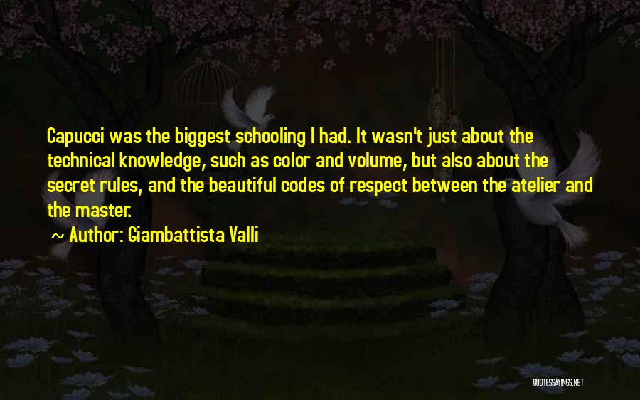 Giambattista Valli Quotes: Capucci Was The Biggest Schooling I Had. It Wasn't Just About The Technical Knowledge, Such As Color And Volume, But