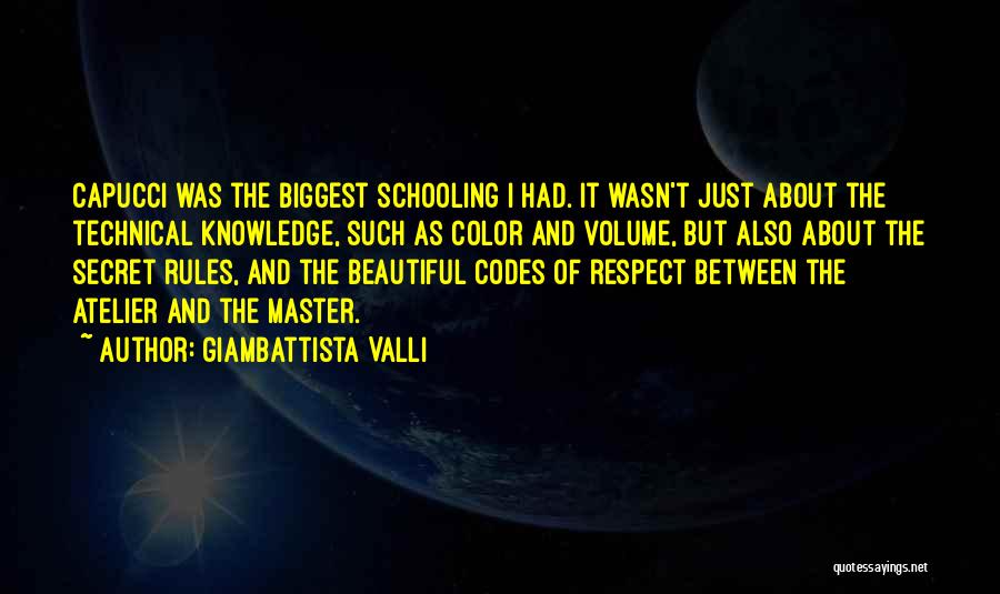 Giambattista Valli Quotes: Capucci Was The Biggest Schooling I Had. It Wasn't Just About The Technical Knowledge, Such As Color And Volume, But