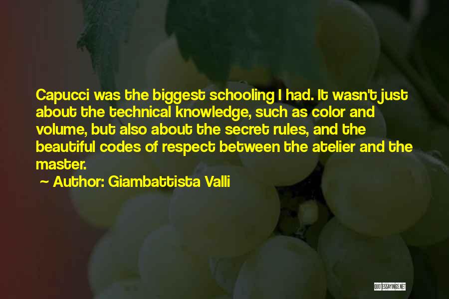 Giambattista Valli Quotes: Capucci Was The Biggest Schooling I Had. It Wasn't Just About The Technical Knowledge, Such As Color And Volume, But