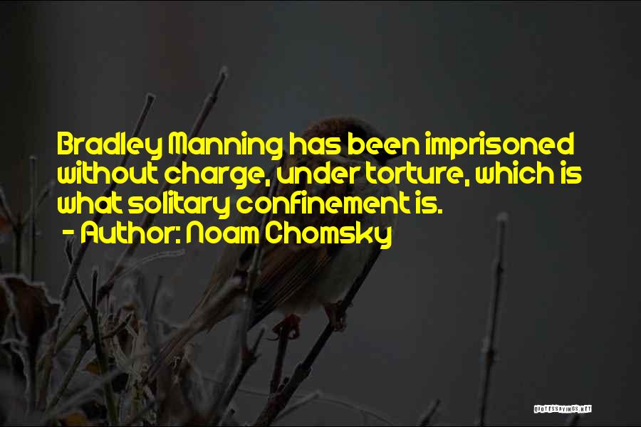 Noam Chomsky Quotes: Bradley Manning Has Been Imprisoned Without Charge, Under Torture, Which Is What Solitary Confinement Is.