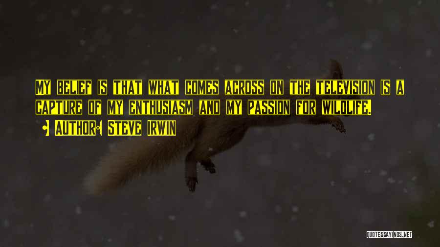 Steve Irwin Quotes: My Belief Is That What Comes Across On The Television Is A Capture Of My Enthusiasm And My Passion For