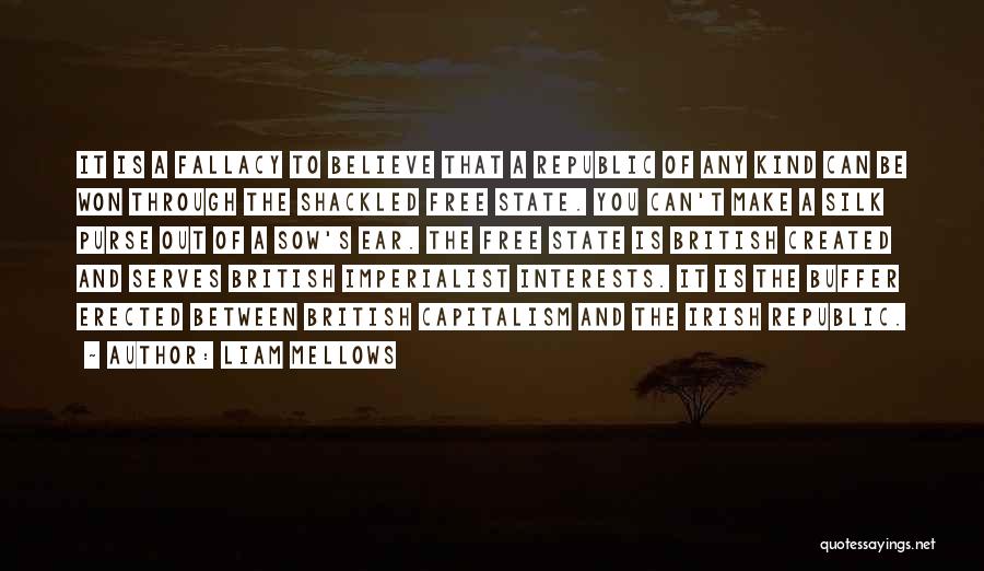 Liam Mellows Quotes: It Is A Fallacy To Believe That A Republic Of Any Kind Can Be Won Through The Shackled Free State.