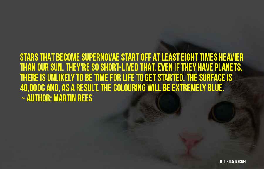 Martin Rees Quotes: Stars That Become Supernovae Start Off At Least Eight Times Heavier Than Our Sun. They're So Short-lived That, Even If