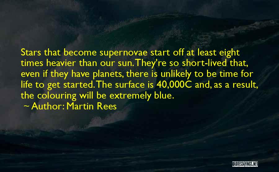 Martin Rees Quotes: Stars That Become Supernovae Start Off At Least Eight Times Heavier Than Our Sun. They're So Short-lived That, Even If