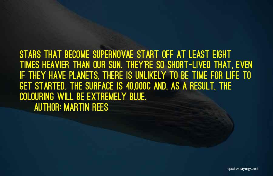 Martin Rees Quotes: Stars That Become Supernovae Start Off At Least Eight Times Heavier Than Our Sun. They're So Short-lived That, Even If